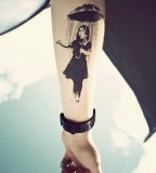 banksy graffiti tattoo black work girl with umbrella