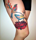 elegant bird tattoo gennine art thigh tattoo