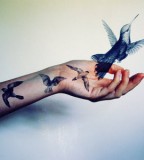 elegant bird tattoo graphic hand tattoo