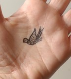 elegant bird tattoo on hand