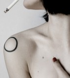 geometric abstract tattoo black circle smoking lady