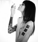 geometric abstract tattoo minimalist black squares stars smoking lady