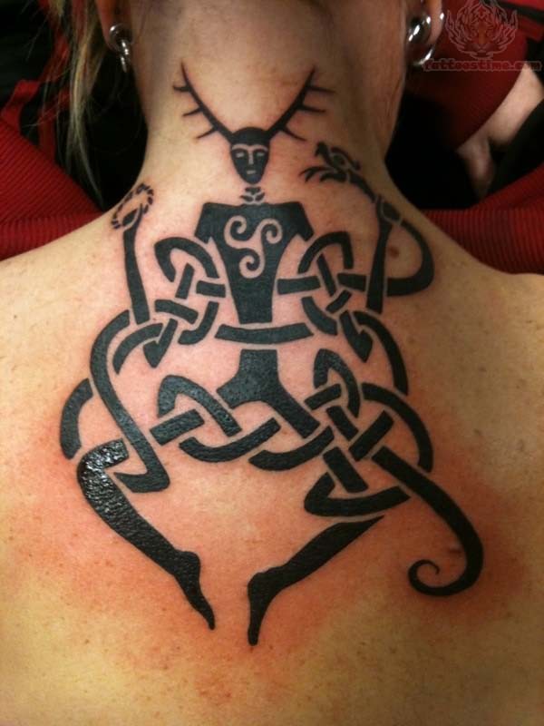 pagan tattoo on back neck