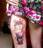 rockabilly tattoo tea cups and cherries