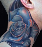 tattoo by Mike DeVries rose neck tattoo