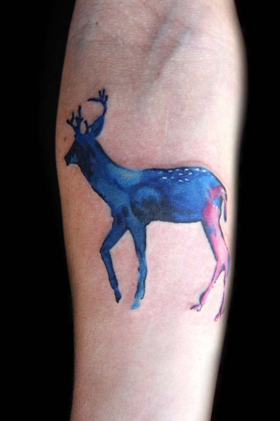 watercolor tattoo design deer