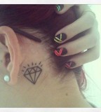 behind ear tattoo diamond
