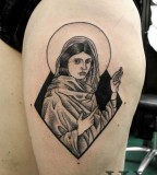 female jesus tattoo by valentin hirsch