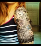 lace tattoo rose and lace half sleeve