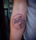 mountains in a circle tattoo