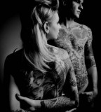 tattooed couple black and white photography