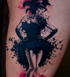 black and red cabaret dancer tattoo