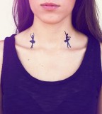 black ballet tattoo on neck