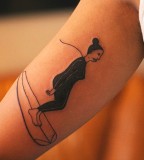 surfing woman tattoo by diana katsko