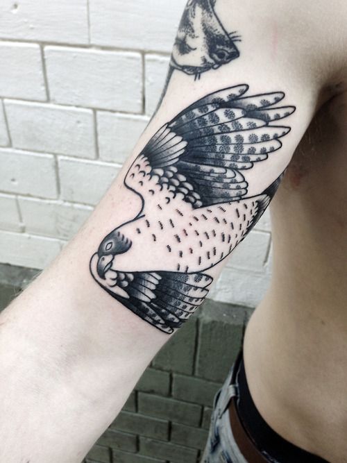Black and white birds tattoo by Philippe Fernandez