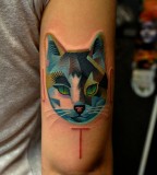 Blue cat tattoo