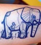 Blue elephant tattoo by David Hale