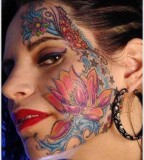 Colorful women face tattoo