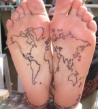 Map on foots tattoo