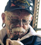 Old man face tattoos