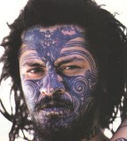 South pacific islander face tattoo