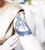 blue ink tattoo anatomic heart