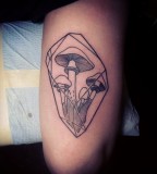 crystal tattoo with mushrooms
