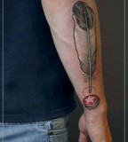 jessica mach tattoo feather on arm