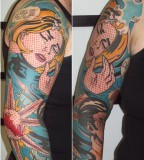 pop art tattoo comics inspired full arm sleeve