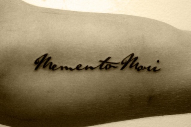 typographic tattoo memento mori