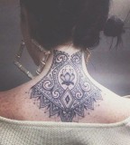 Back of neck lace tattoo