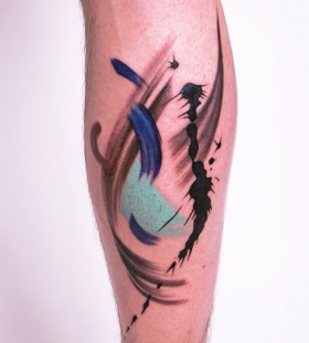 Blue and black tattoo by Amanda Wachob