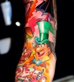 Colorful disney herous tattoo