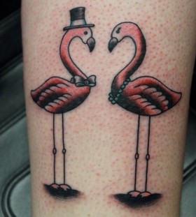 Couple flamingo tattoo