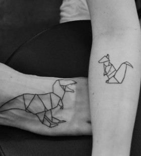 Dinosaurs origami tattoo