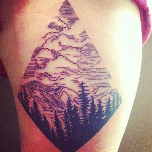Mountains and tree tattoo