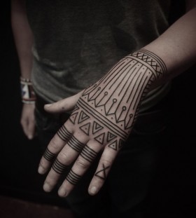 Simple hands ornaments tattoo