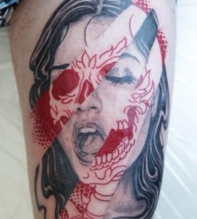 Woman scary tattoo
