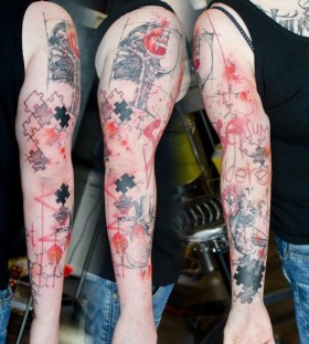 jigsaw puzzle tattoo arm sleeve by klaim