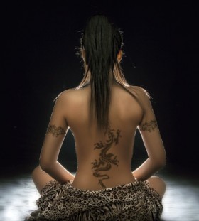 Dragon tattoo meditation girl
