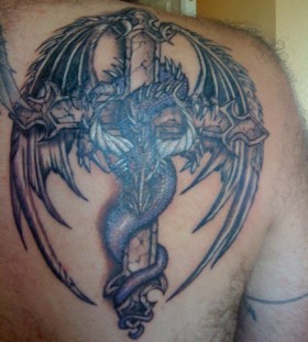 Dragon tattoo  with cross