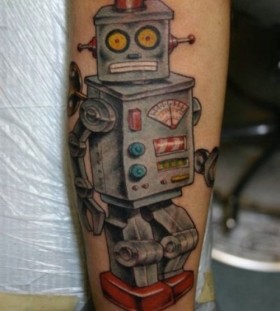 Robot tattoo by Corey Miller