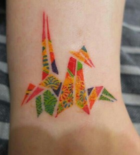 Simple colorful origami tattoo