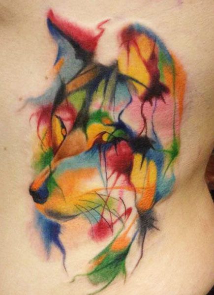 bright color animal tattoos colorfull dog