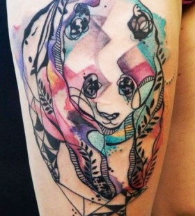 bright color animal tattoos minimal panda