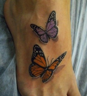 small purple tattoo realistic butterfly