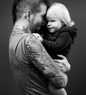 Cute father and daughter tattoo
