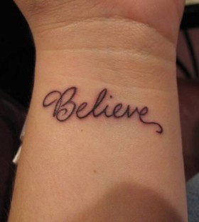 Cute wrist believe tattoo