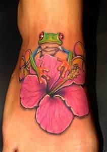Flower and frog tattoo