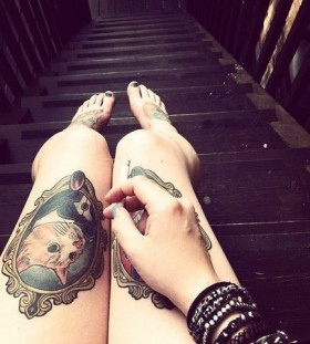 Wonderful dog tattoo on the leg